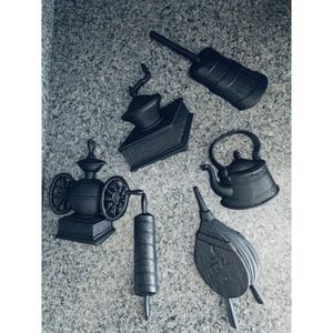 Set of 6 Vintage 1970'S Sexton Cast Aluminum Metal Kitchen Decor Wall Hangings